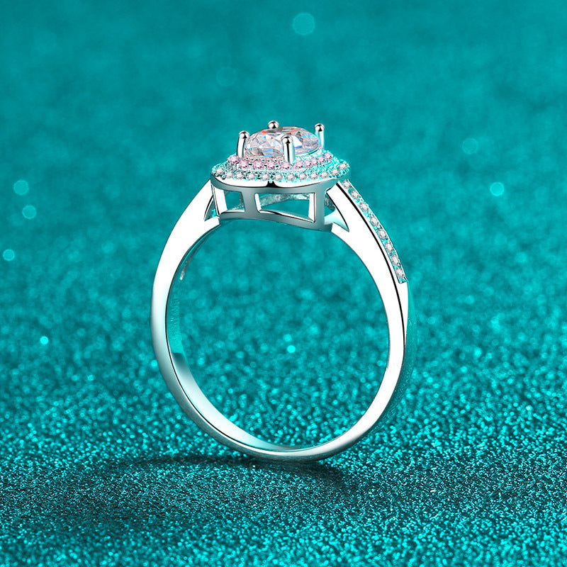 Sterling Silver Moissanite Zircon Geometric Ring