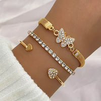 Imitation gold butterfly three-piece bracelet set