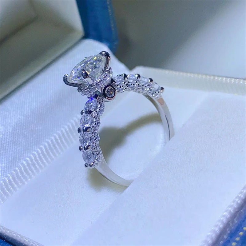 Moissanite sterling silver diamond ring