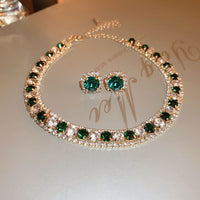 20  Necklace-gold-green set of two