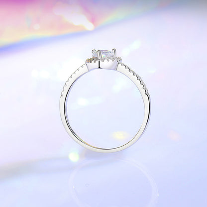 Pure silver heart-shaped ring