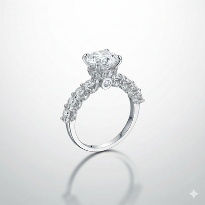 Moissanite sterling silver diamond ring