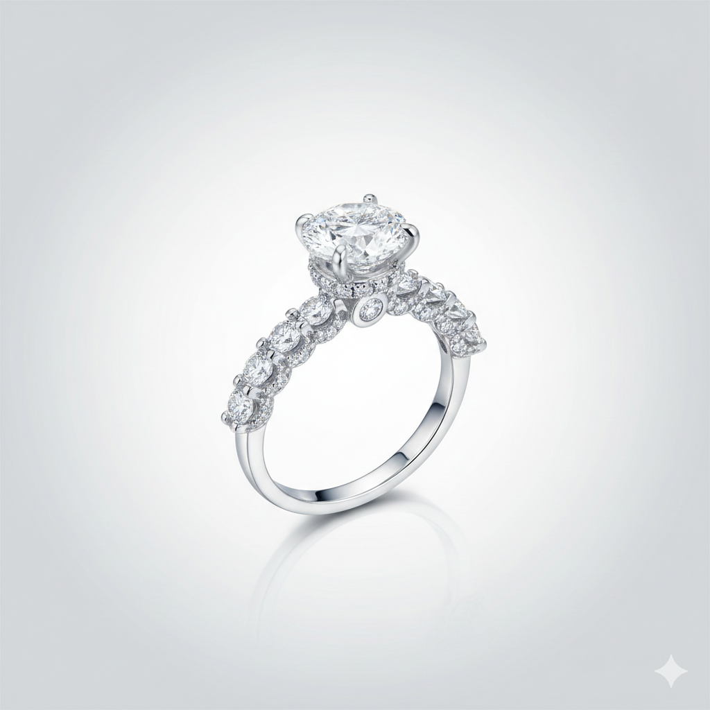 Moissanite sterling silver diamond ring