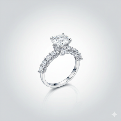Moissanite sterling silver diamond ring