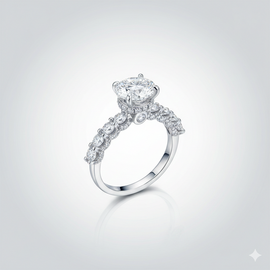 Moissanite sterling silver diamond ring