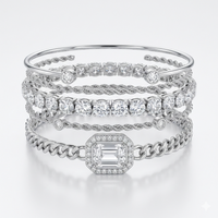 Silver square 4-piece bracelet set