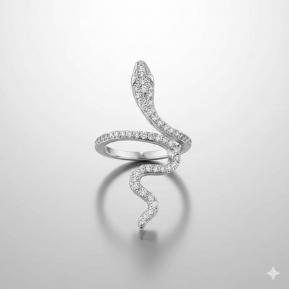 Snake-shaped zircon ring trendy geometric design