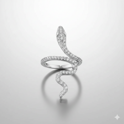 Snake-shaped zircon ring trendy geometric design