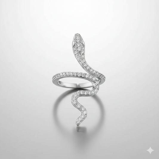Snake-shaped zircon ring trendy geometric design