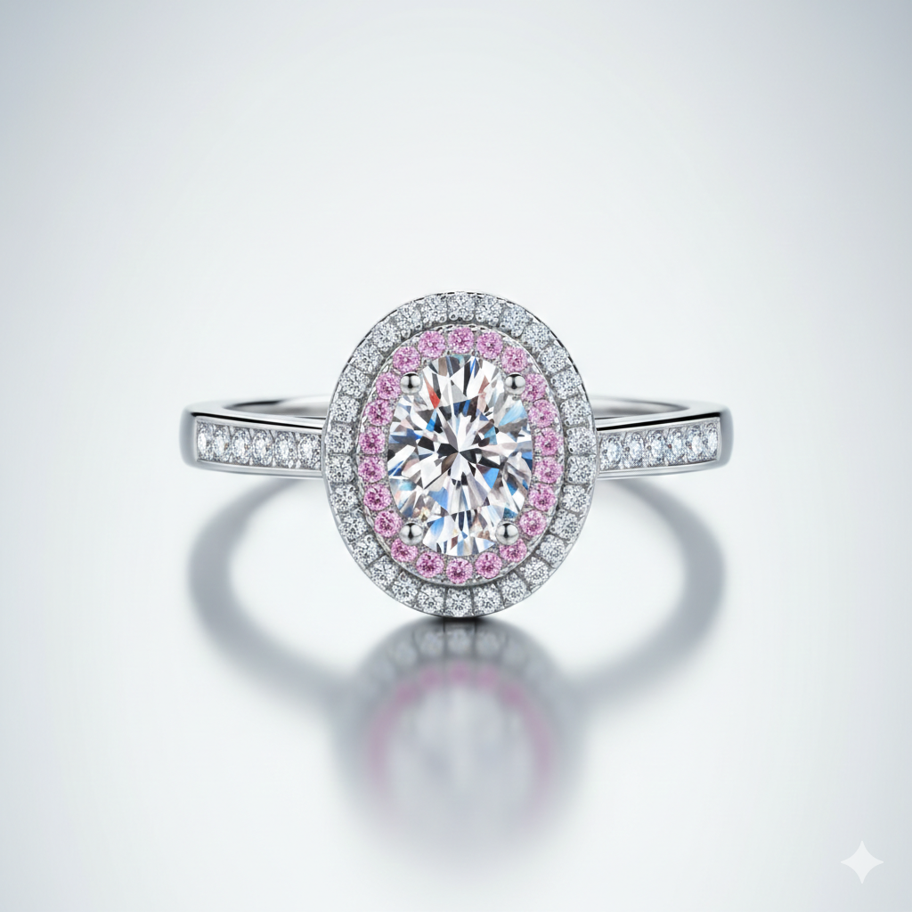 Sterling Silver Moissanite Zircon Geometric Ring