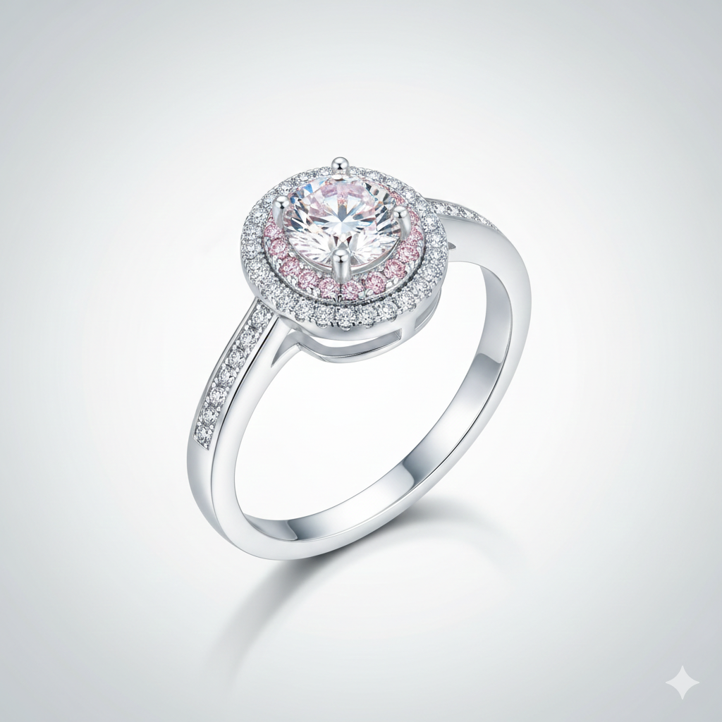 Sterling Silver Moissanite Zircon Geometric Ring