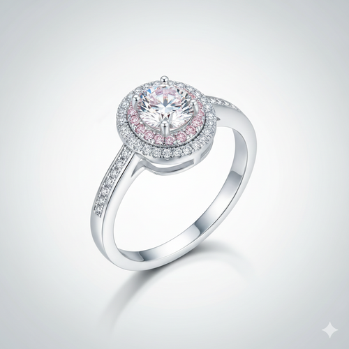 Sterling Silver Moissanite Zircon Geometric Ring