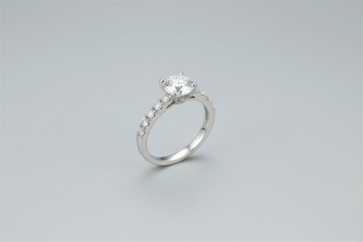 Moissanite sterling silver diamond ring