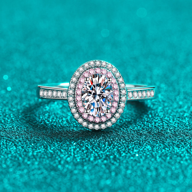 Sterling Silver Moissanite Zircon Geometric Ring